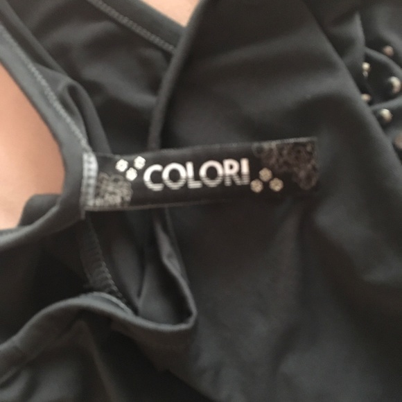 Colori ruched charcoal color blouse - Picture 5 of 8